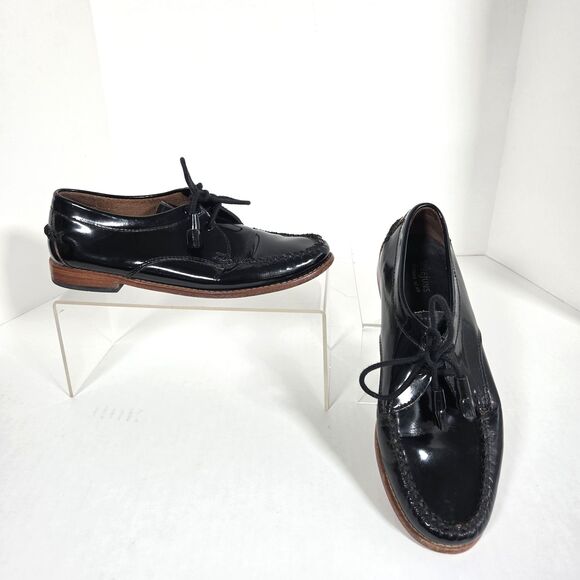G.H. Bass & Co. Shoes - G.H. Bass Weejuns Women's Loafers 8M Black Patent Leather Tassel Lace Up Oxfords